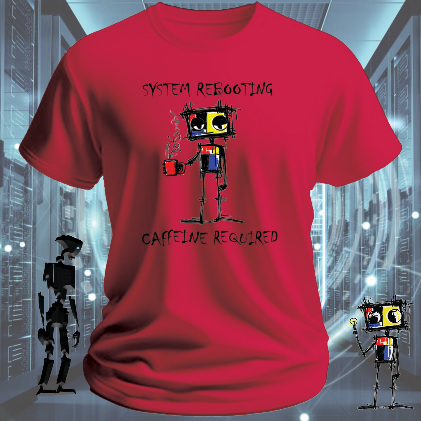 Need Caffeine funny developer t-shirt for engineers and IT professionals — alternate view | inkit.design