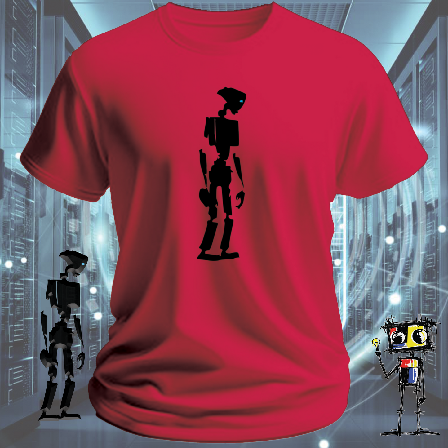 Robot classic graphic t-shirt for robotics fans and engineers — alternate view | inkit.design