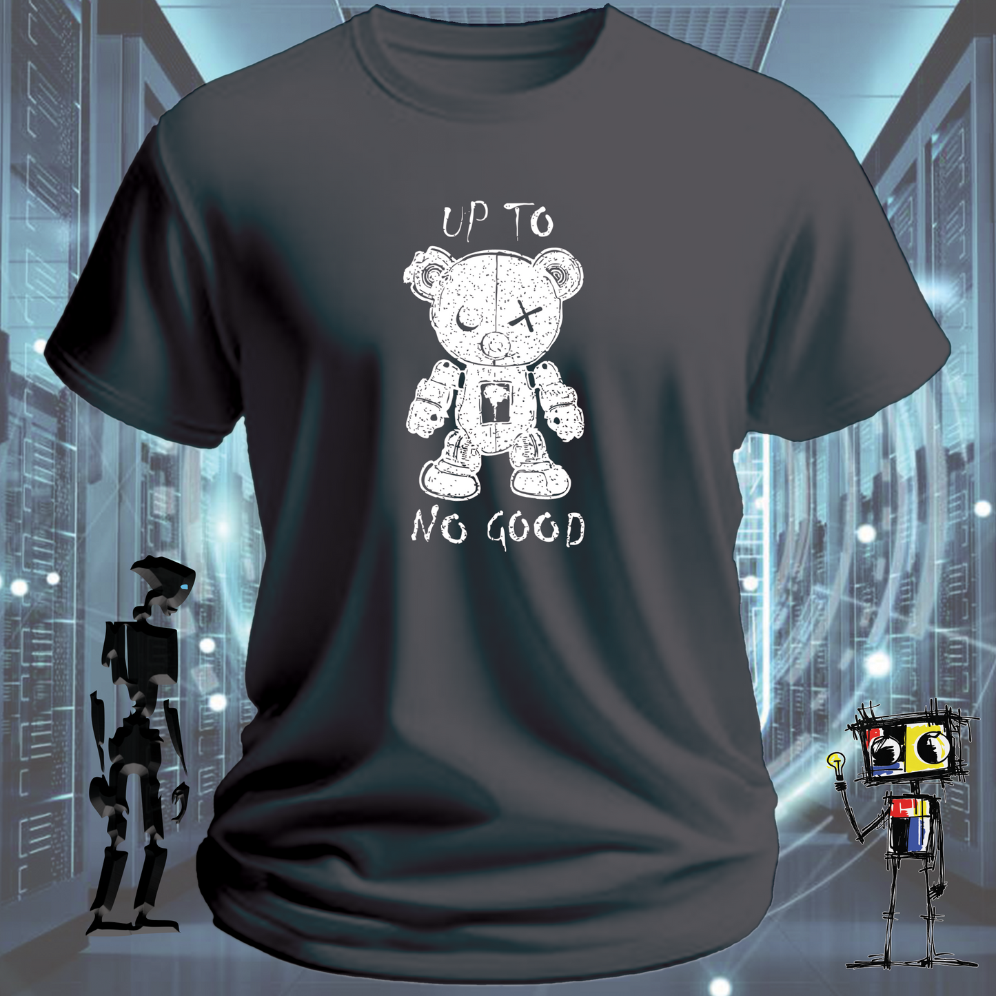 Up to No Good funny graphic t-shirt for IT professionals and developers — alternate view | inkit.design