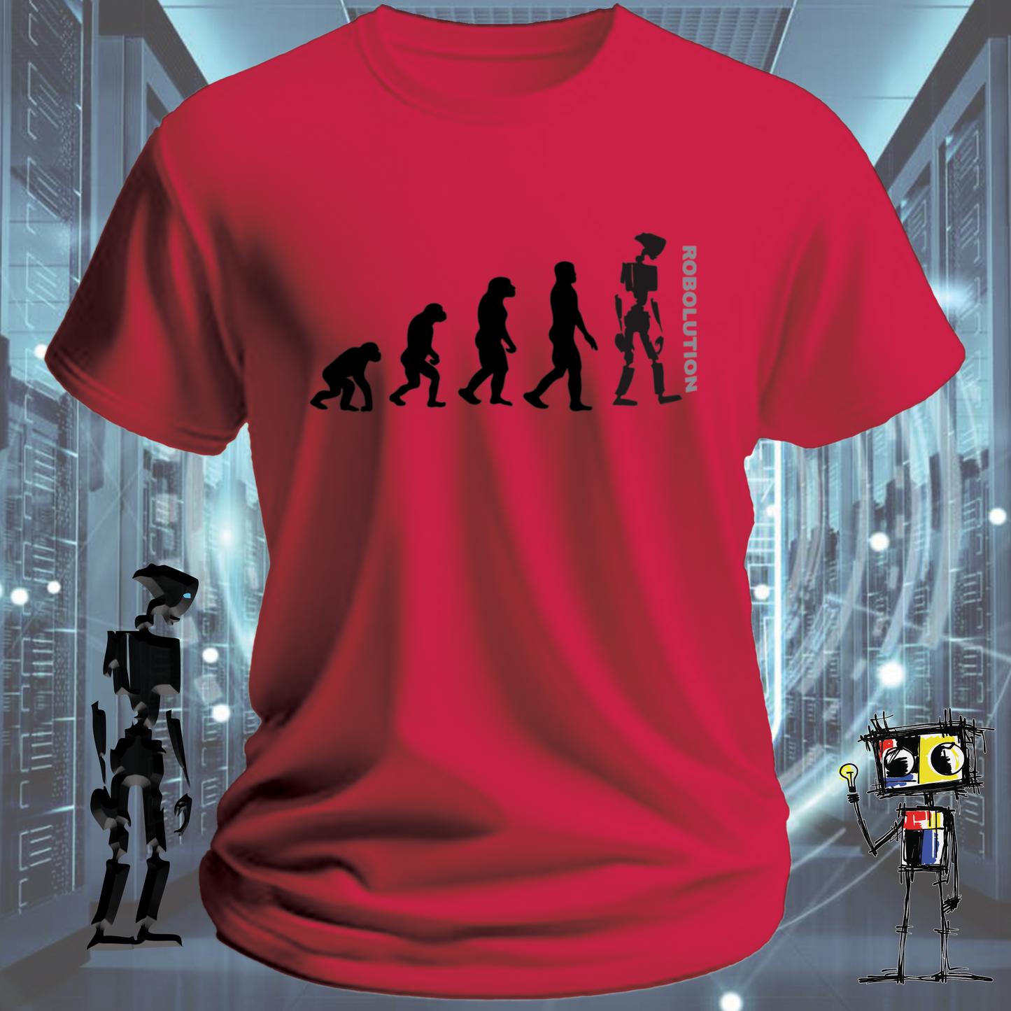 Robolution robot graphic t-shirt from the inkit.design Robolution series — alternate view