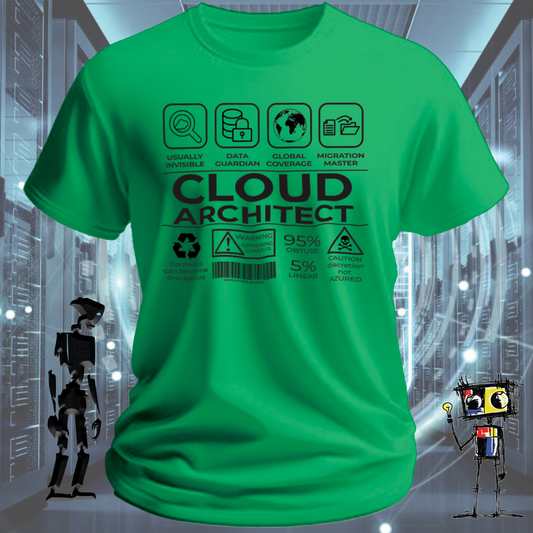 Cloud Architect funny t-shirt for AWS Azure and GCP engineers — back view | inkit.design
