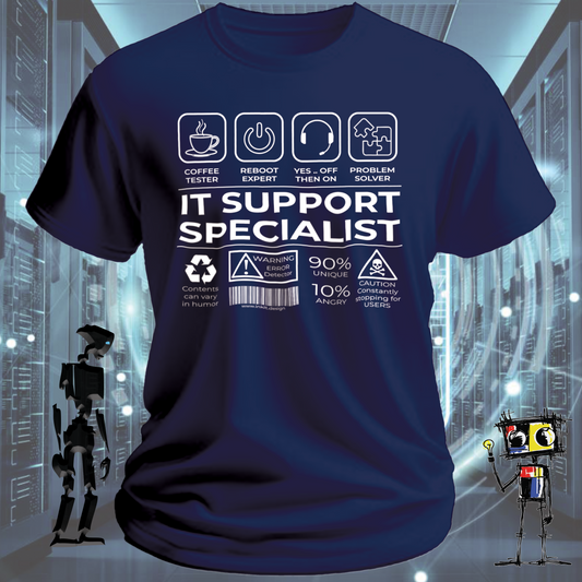 IT Support Specialist funny t-shirt for helpdesk professionals — back view | inkit.design