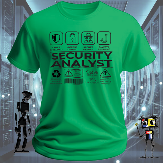 Security Analyst funny cyber security t-shirt for infosec professionals — back view | inkit.design