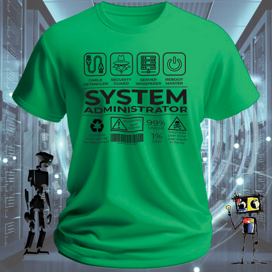 System Administrator funny t-shirt — perfect gift for sysadmins — back view | inkit.design