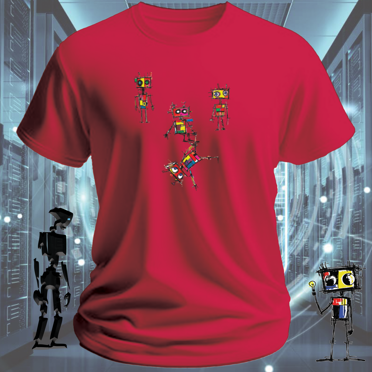 Random Roboto quirky robot graphic t-shirt from the inkit.design Roboto range — alternate view