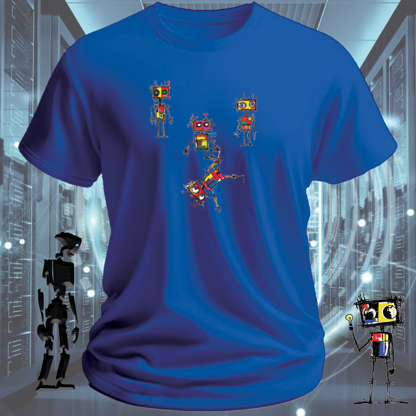 Random Roboto quirky robot graphic t-shirt from the inkit.design Roboto range — back view