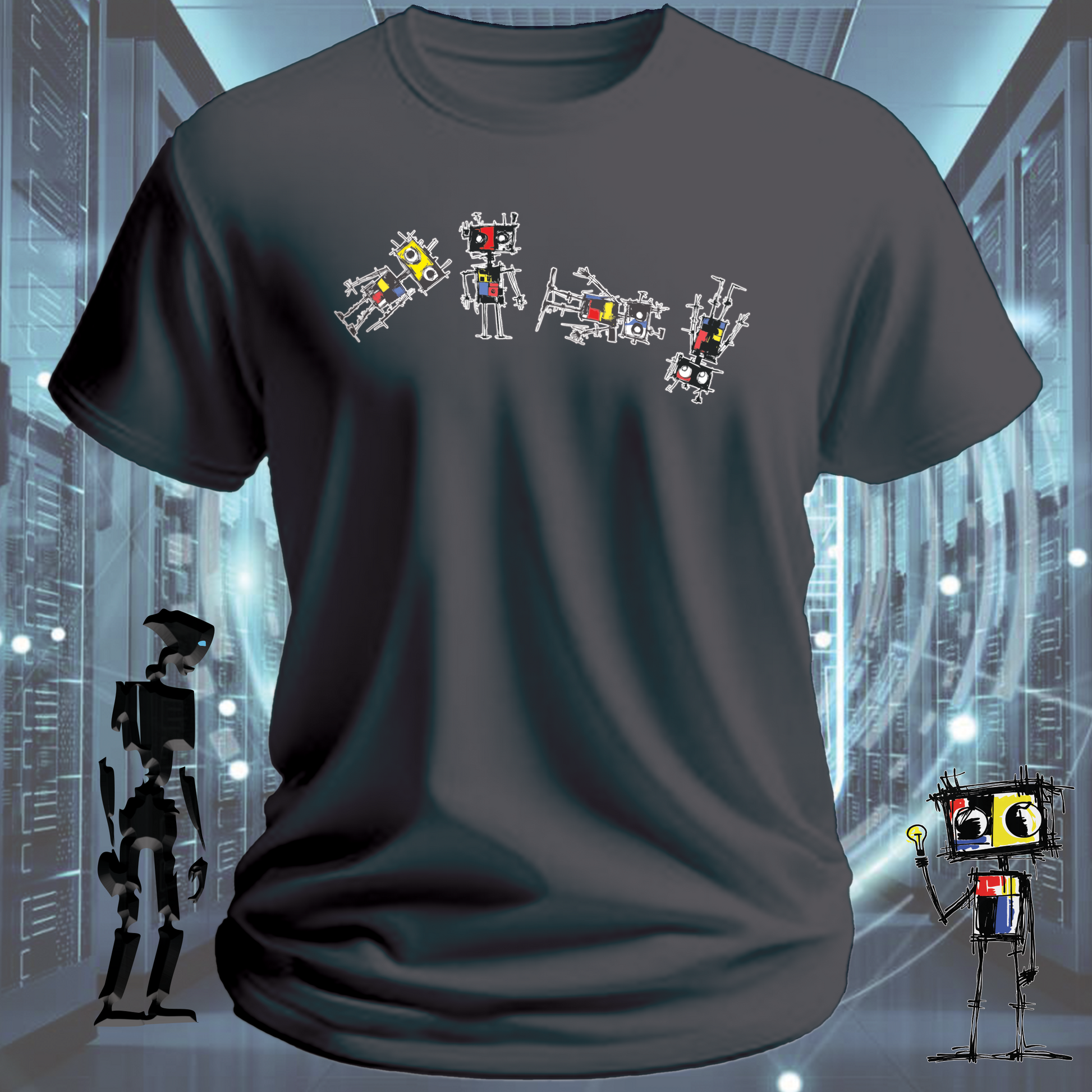 Roboto classic robot graphic t-shirt — flagship design from inkit.design — back view