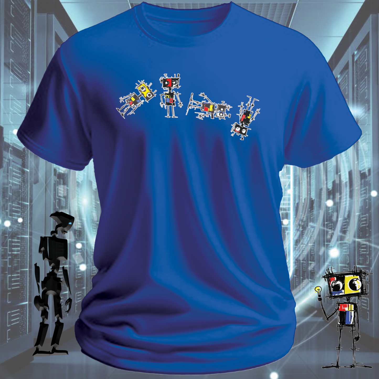 Roboto classic robot graphic t-shirt — flagship design from inkit.design