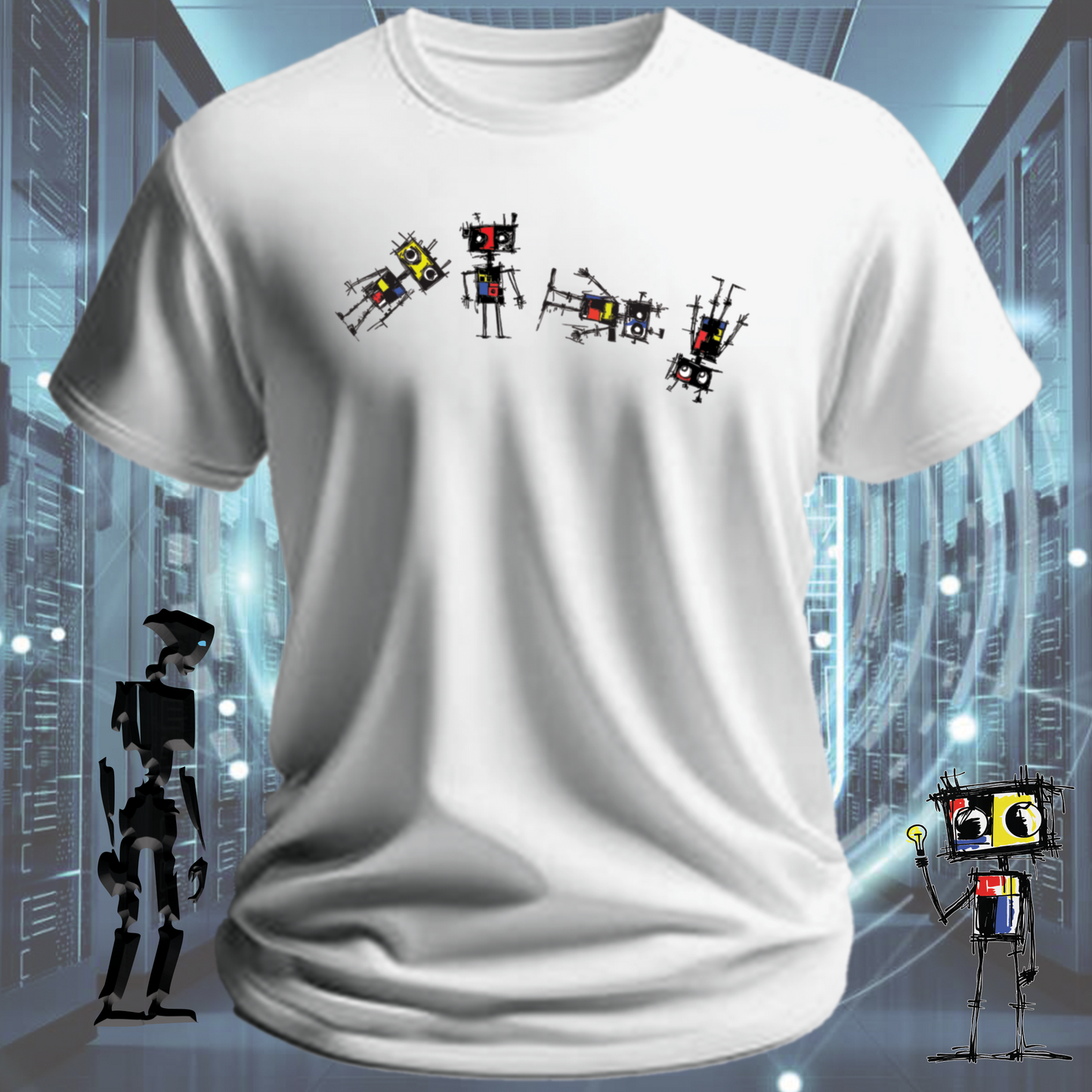 Roboto classic robot graphic t-shirt — flagship design from inkit.design — detail view
