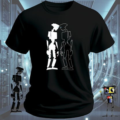 Robot Reflection graphic t-shirt for engineers and developers — back view | inkit.design