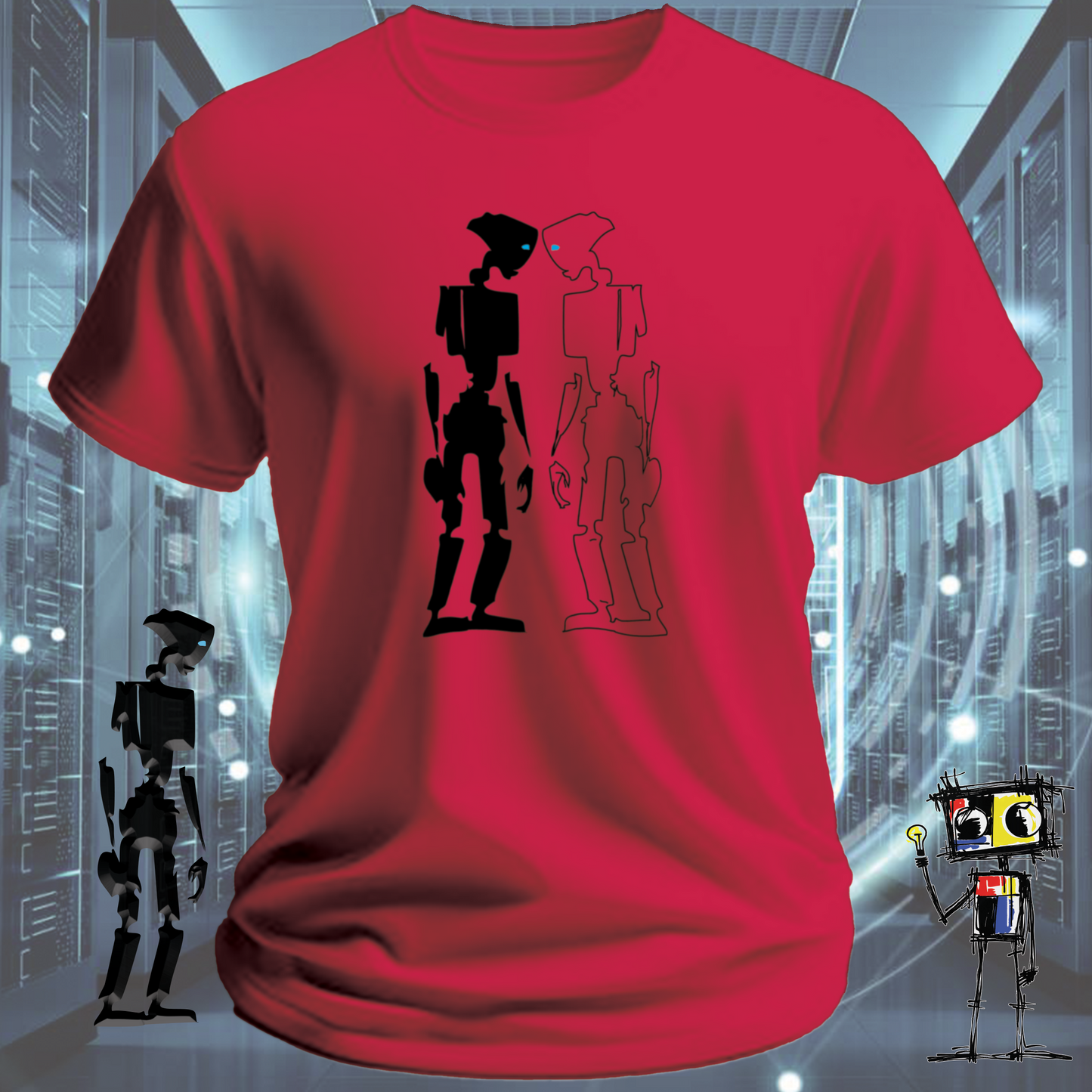 Robot Reflection graphic t-shirt for engineers and developers — product detail | inkit.design