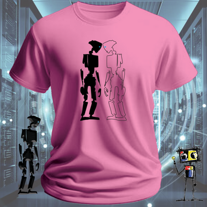 Robot Reflection graphic t-shirt for engineers and developers — worn view | inkit.design
