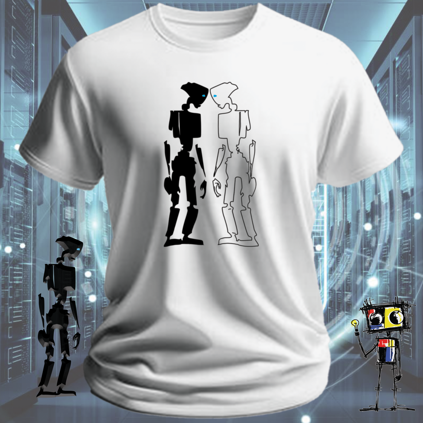 Robot Reflection graphic t-shirt for engineers and developers — inkit.design
