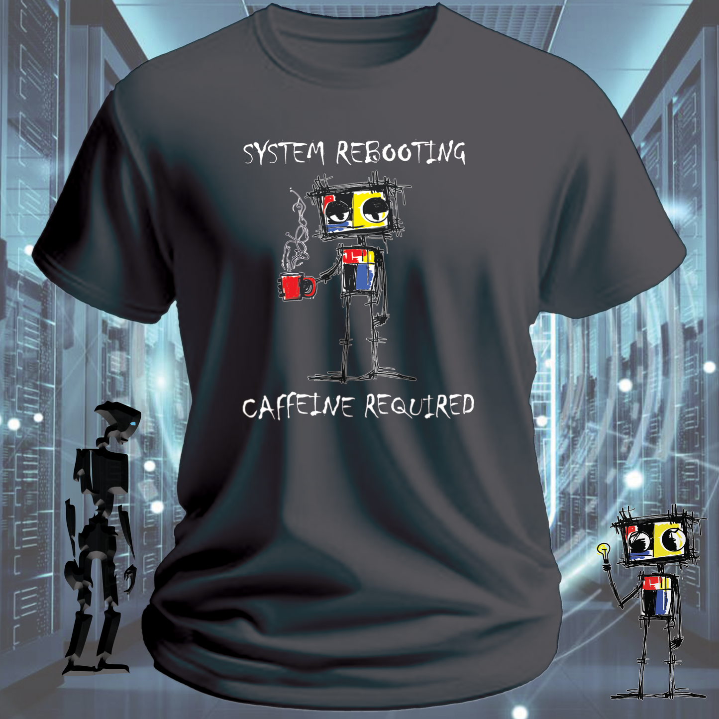 Need Caffeine funny developer t-shirt for engineers and IT professionals — studio shot | inkit.design
