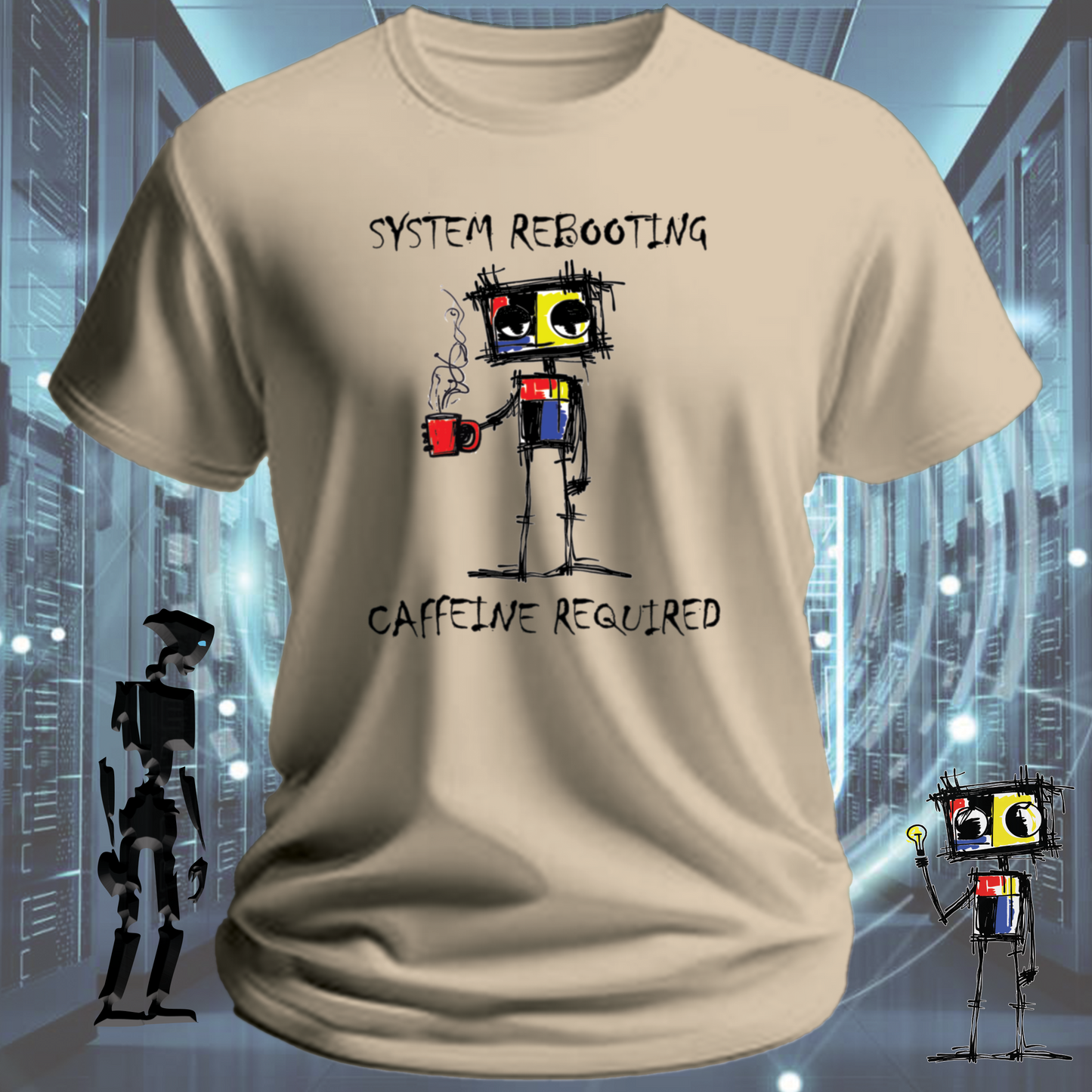 Need Caffeine funny developer t-shirt for engineers and IT professionals — flat lay | inkit.design