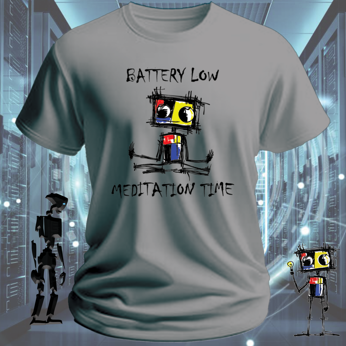 Battery Low funny tech t-shirt for IT professionals and developers — inkit.design
