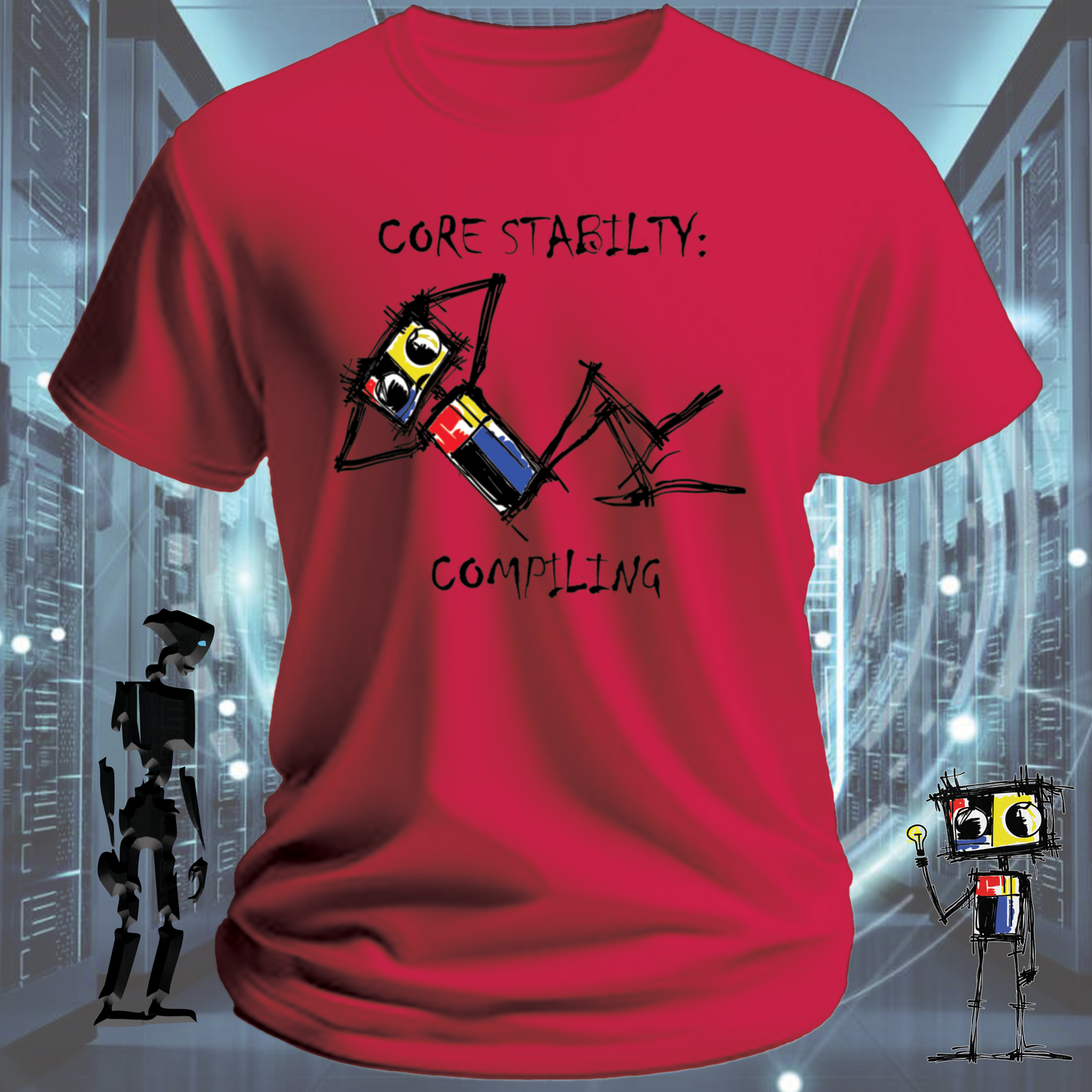 Core Stability funny tech t-shirt for engineers and developers — alternate view | inkit.design