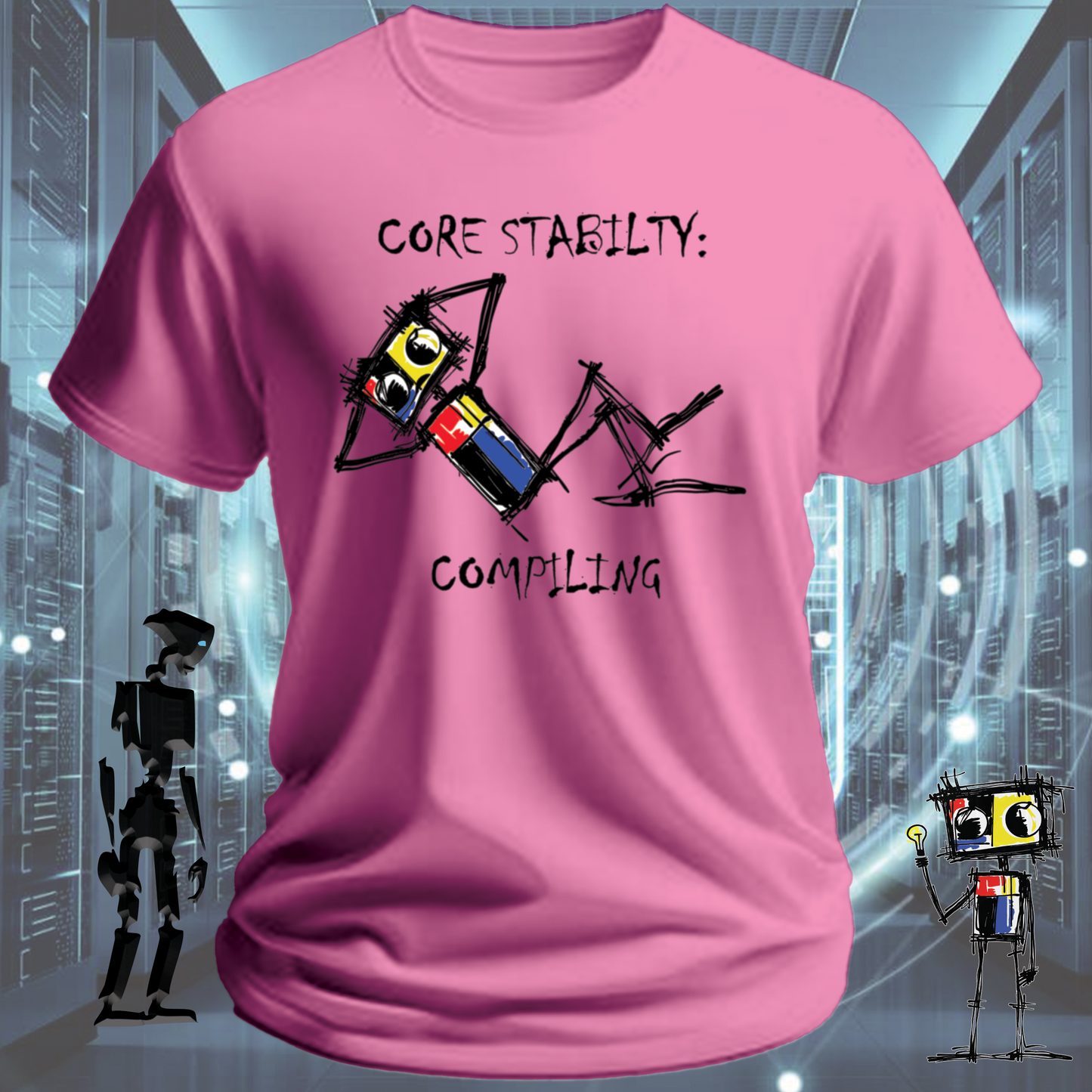 Core Stability funny tech t-shirt for engineers and developers — product detail | inkit.design