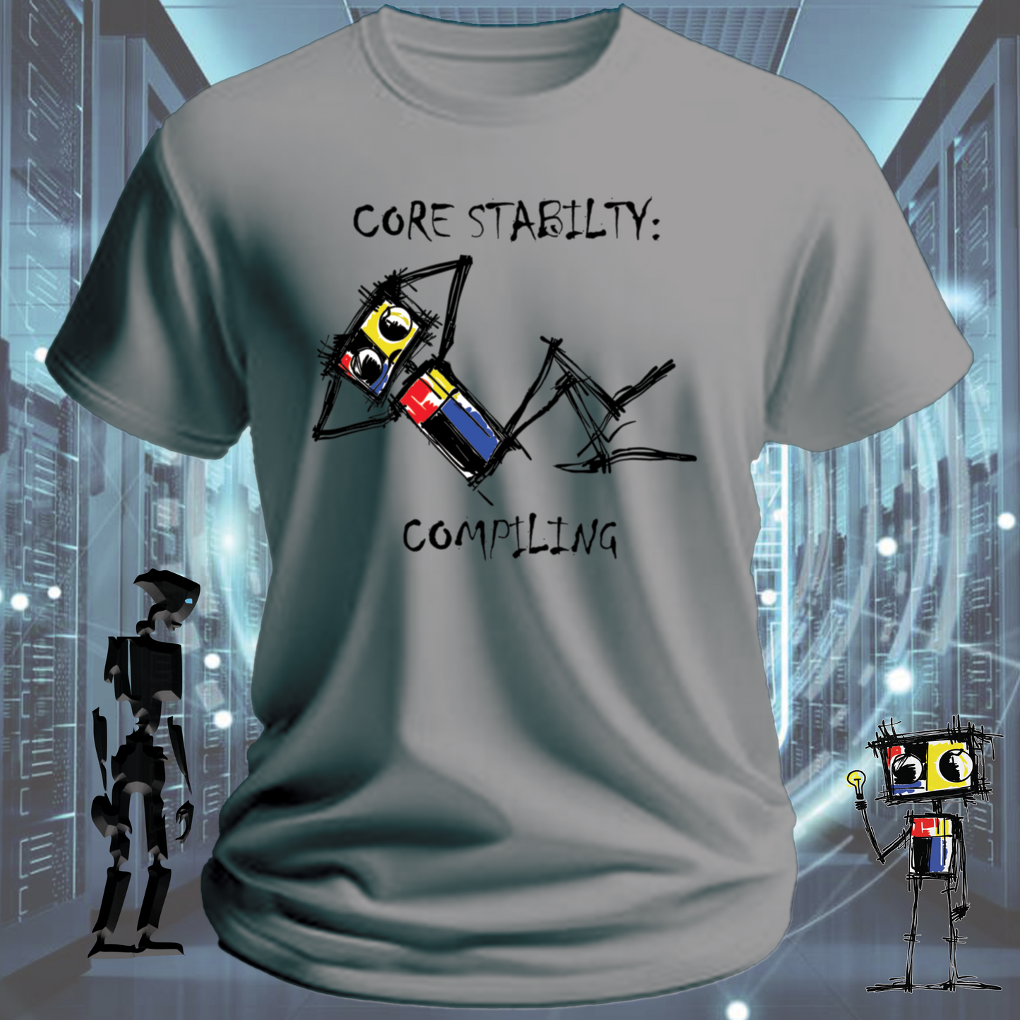 Core Stability funny tech t-shirt for engineers and developers — back view | inkit.design