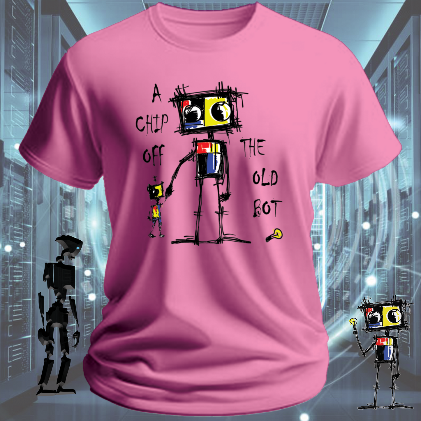 Chip Robot graphic t-shirt for electronics enthusiasts  Roboto range — product detail | inkit.design