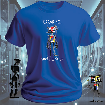 Error 43 funny IT t-shirt for hardware engineers and IT support — detail view | inkit.design