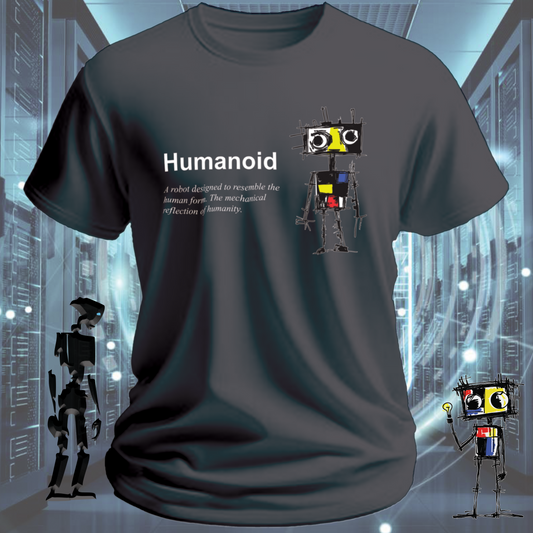 Humanoid graphic t-shirt for tech workers and AI enthusiasts — inkit.design