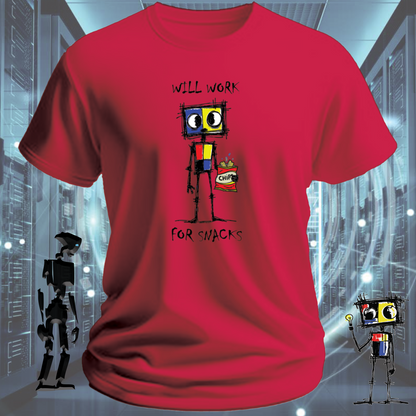 Will Work For funny tech t-shirt for IT professionals and developers — product detail | inkit.design