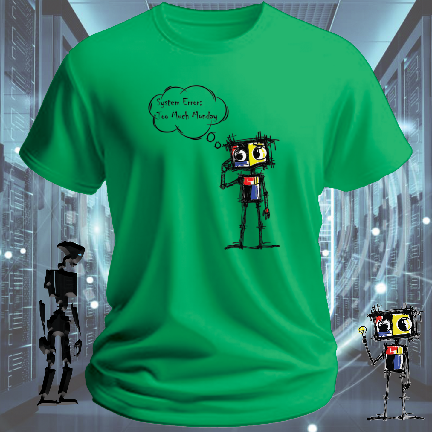 System Error funny IT t-shirt for developers and sysadmins — worn view | inkit.design