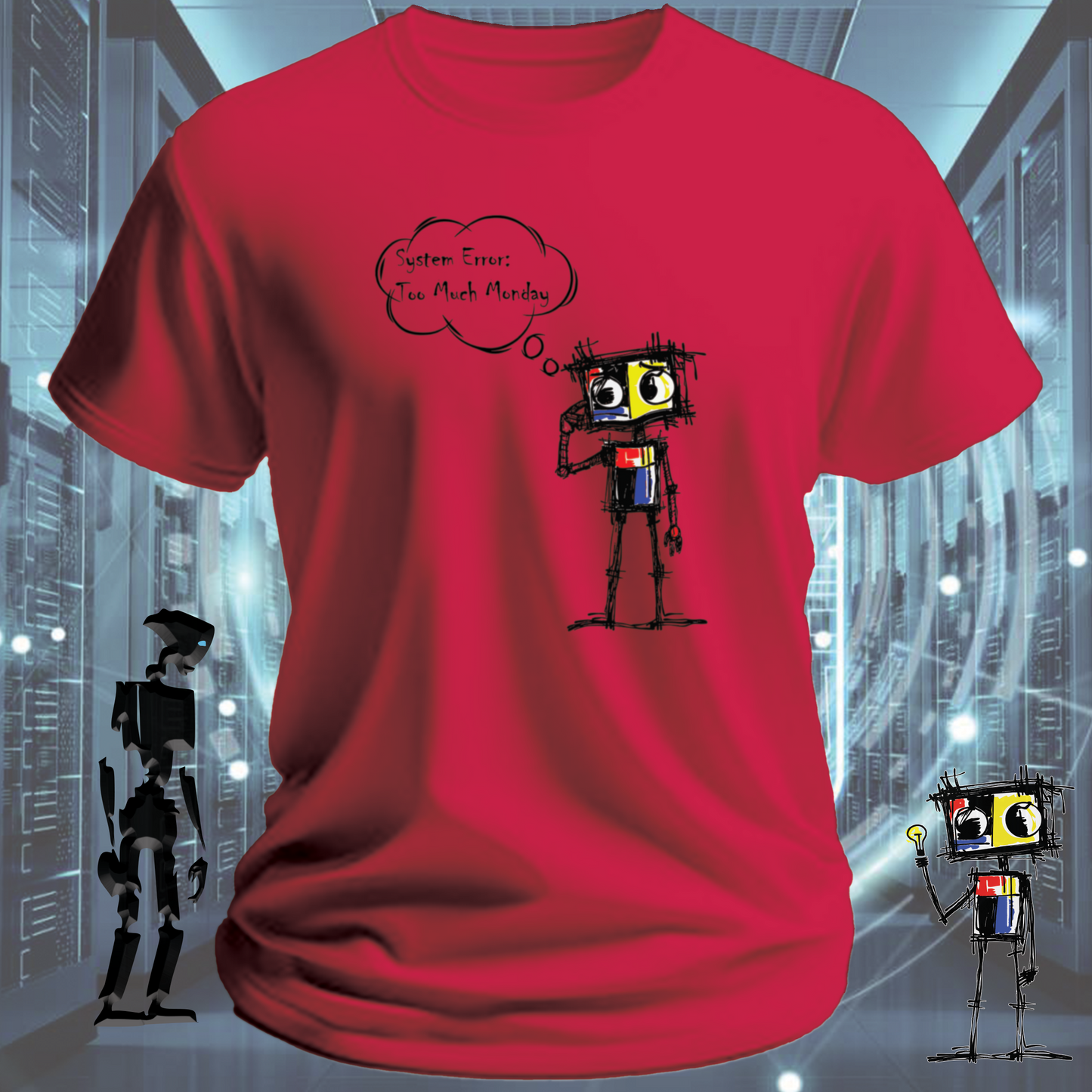 System Error funny IT t-shirt for developers and sysadmins — alternate view | inkit.design