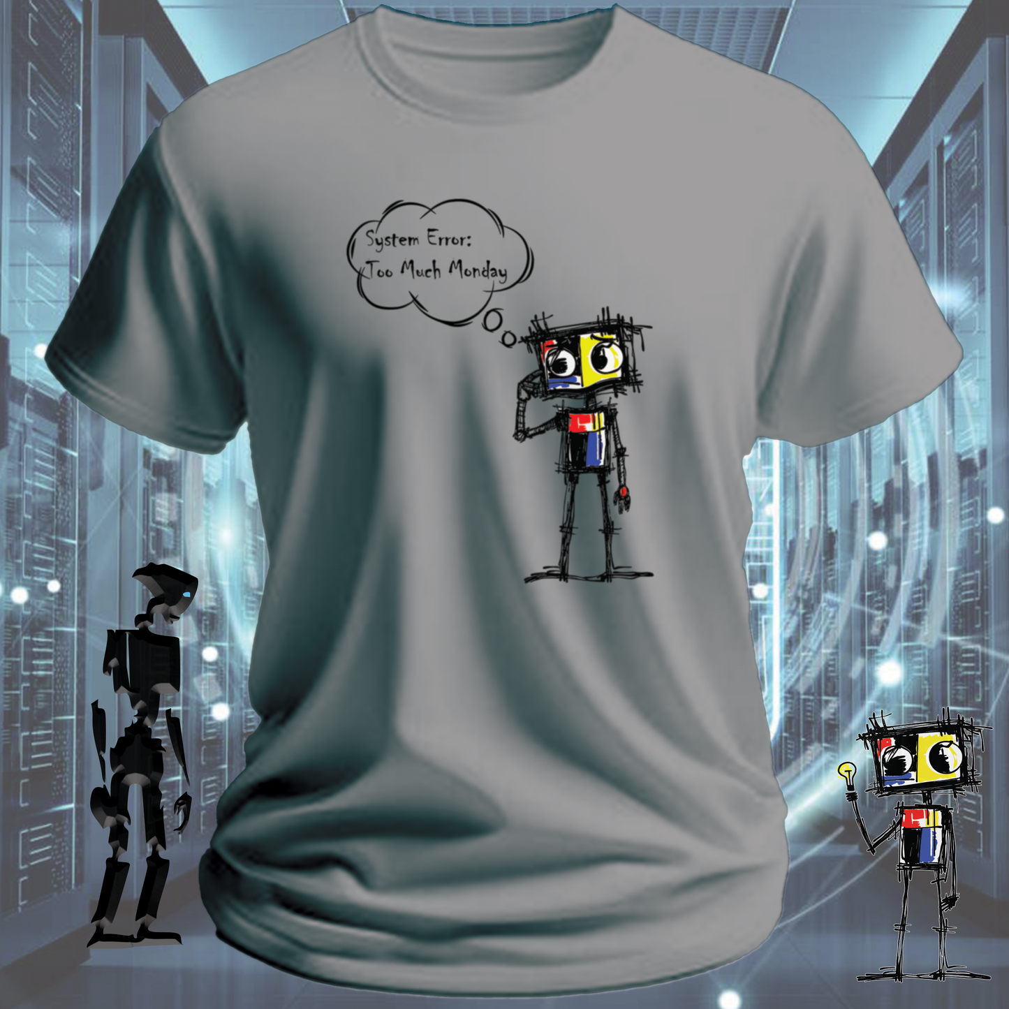 System Error funny IT t-shirt for developers and sysadmins — on model | inkit.design