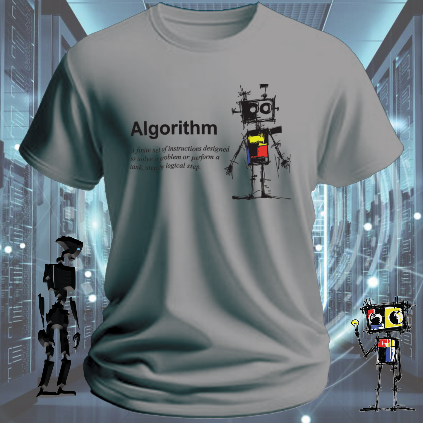 Algorithm funny developer t-shirt for data scientists and software engineers — back view | inkit.design