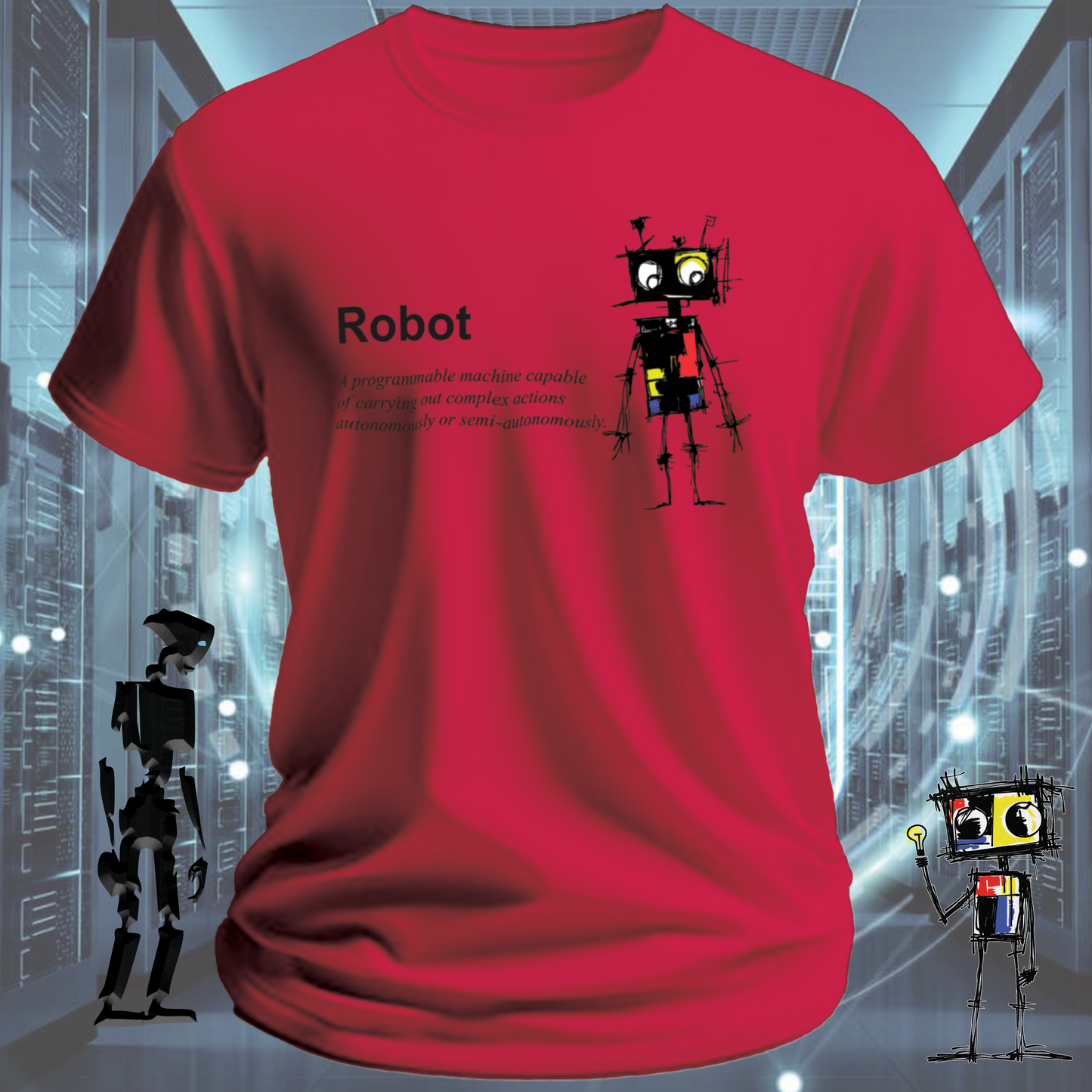 Robot Defined graphic t-shirt for engineers and technologists — alternate view | inkit.design