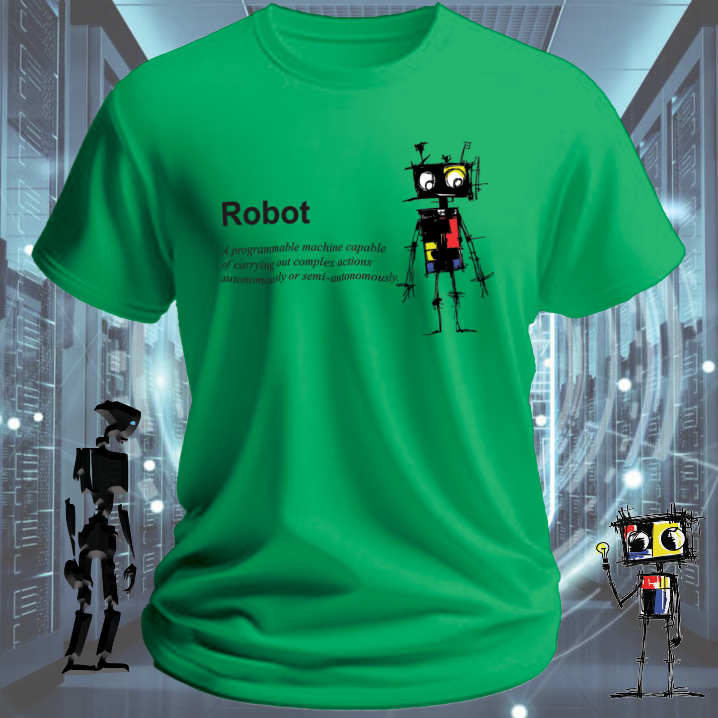Robot Defined graphic t-shirt for engineers and technologists — inkit.design