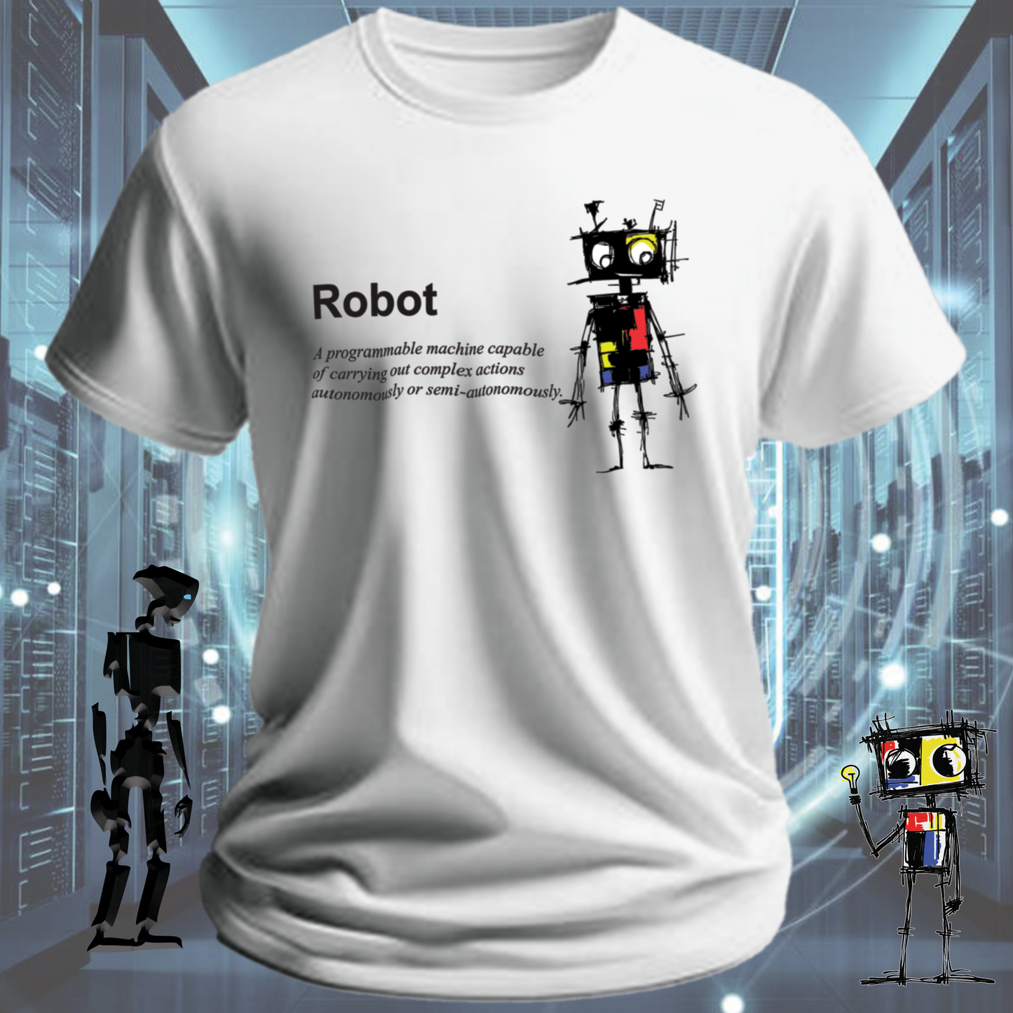 Robot Defined graphic t-shirt for engineers and technologists — back view | inkit.design