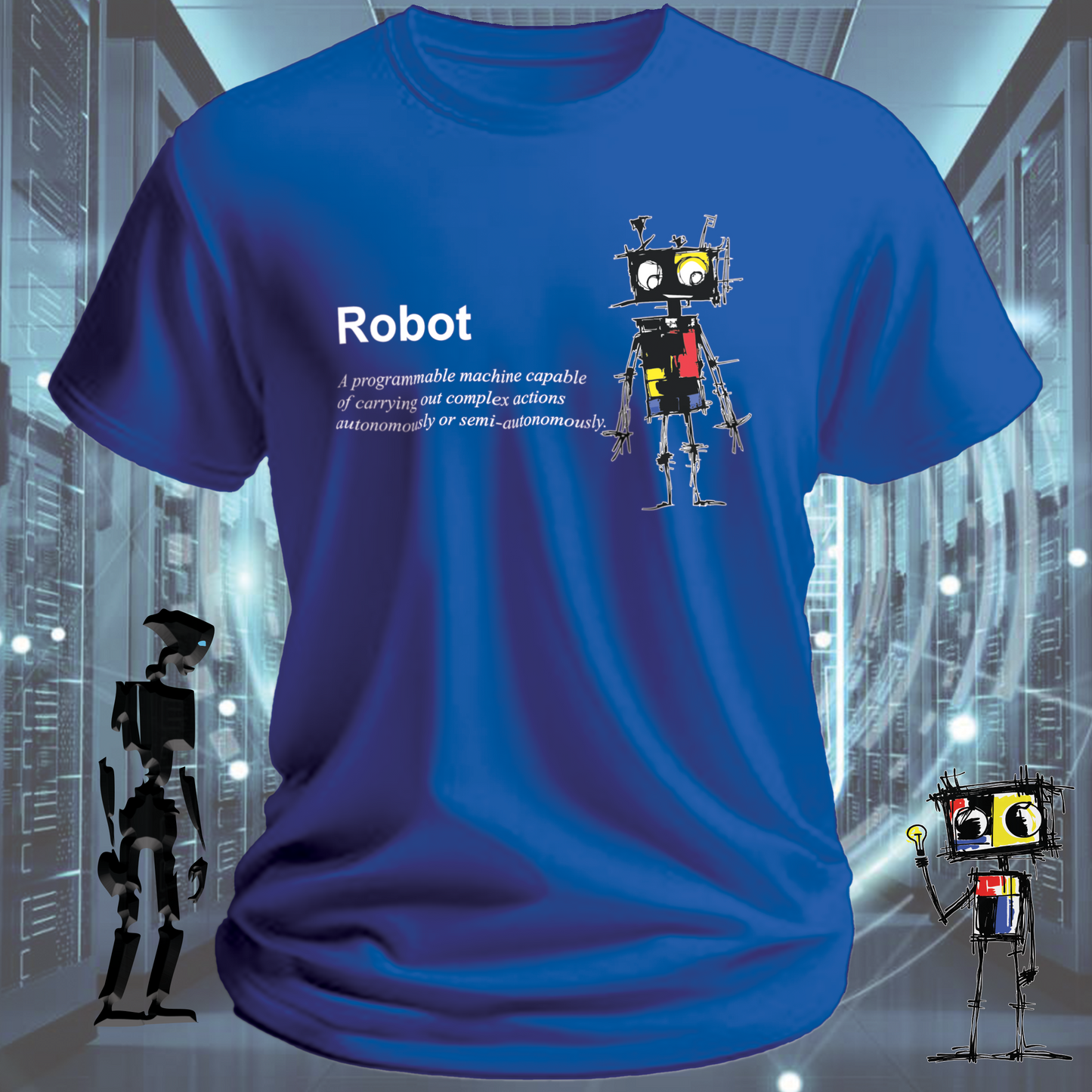 Robot Defined graphic t-shirt for engineers and technologists — worn view | inkit.design