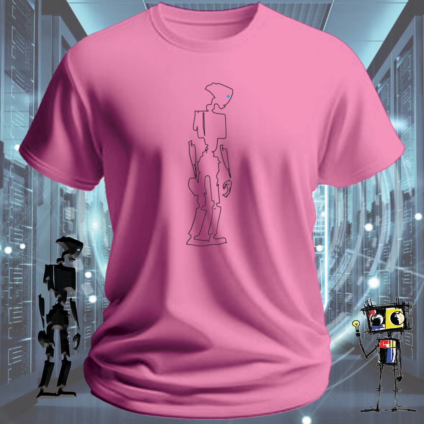 Robot Outline graphic t-shirt — clean bold design from inkit.design — product detail
