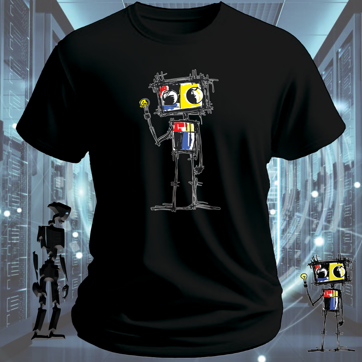 DUH Robot funny graphic t-shirt for IT professionals and developers — lifestyle shot | inkit.design