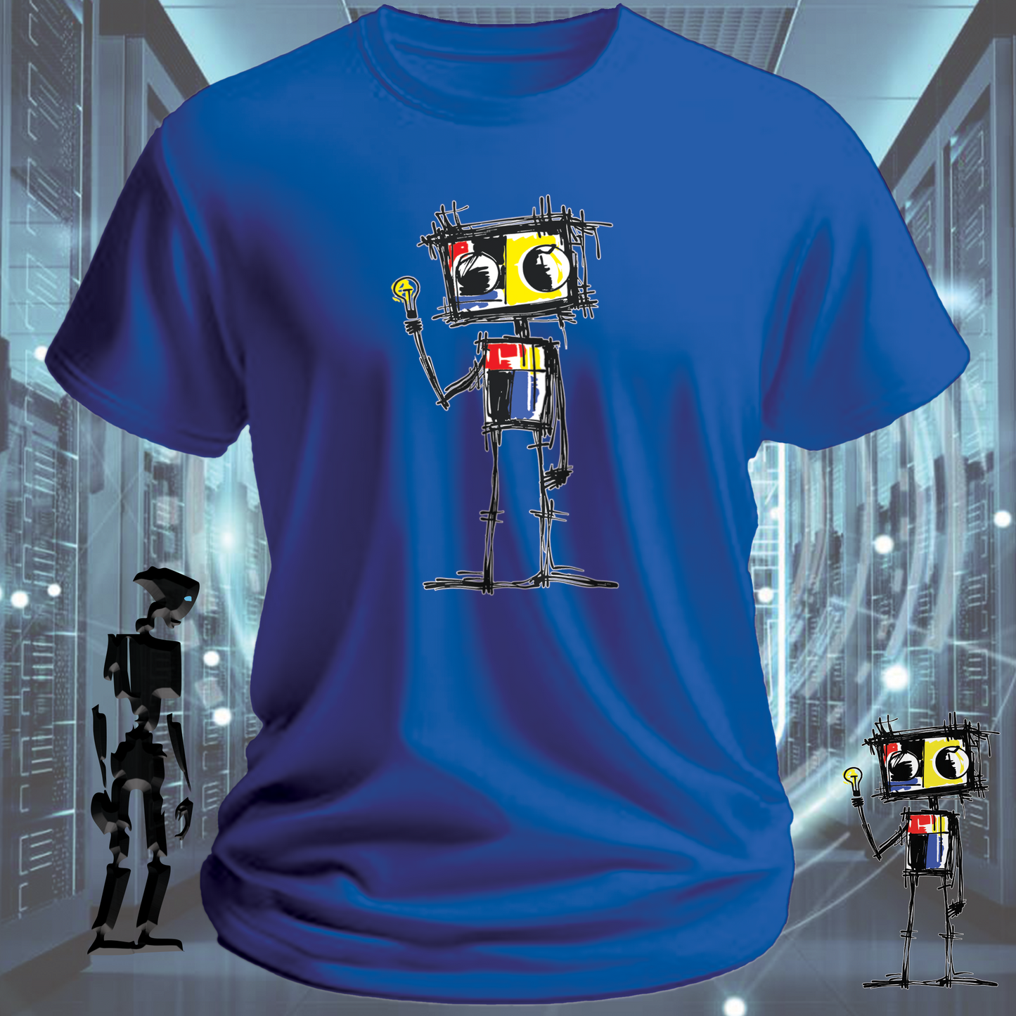 DUH Robot funny graphic t-shirt for IT professionals and developers — detail view | inkit.design