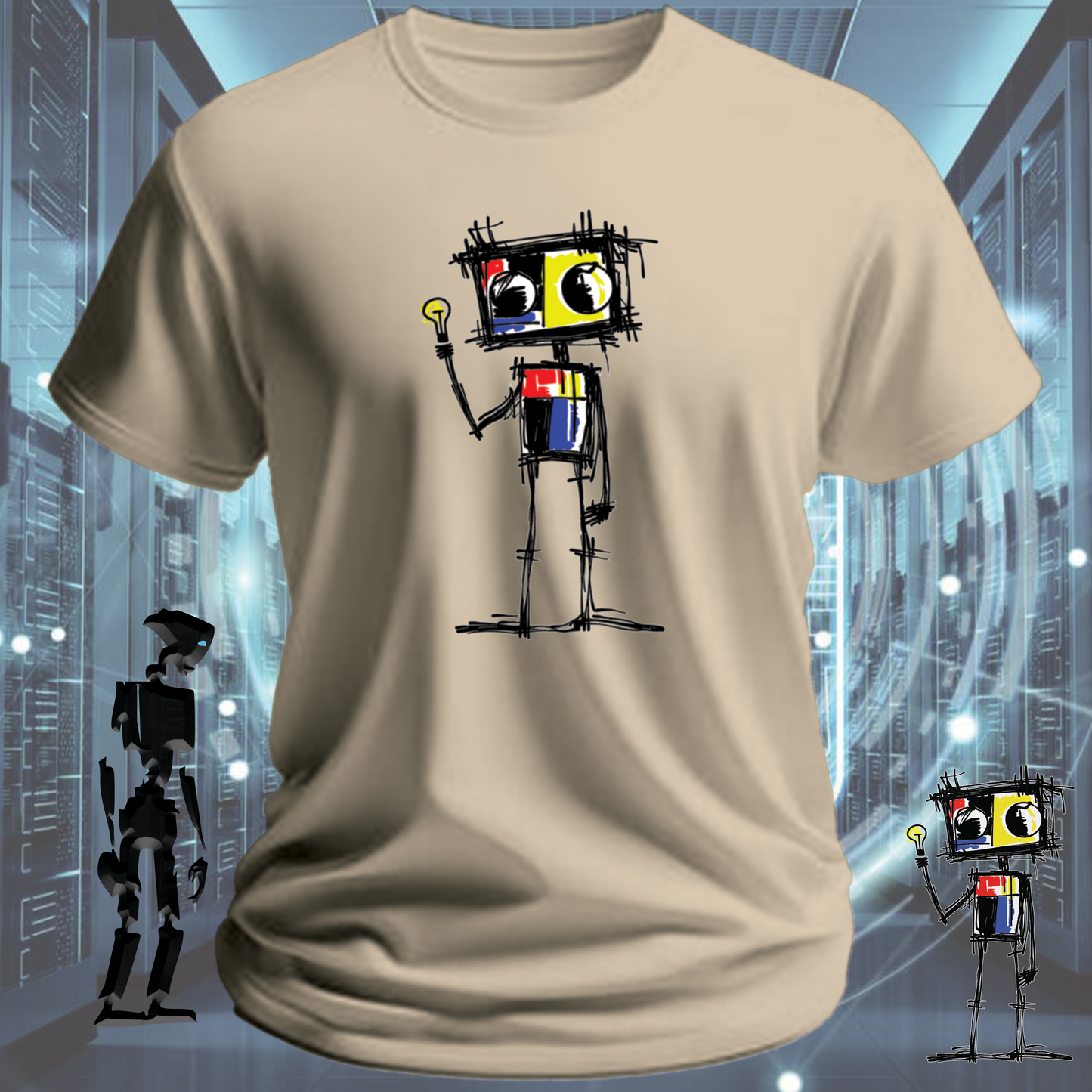 DUH Robot funny graphic t-shirt for IT professionals and developers — close up | inkit.design