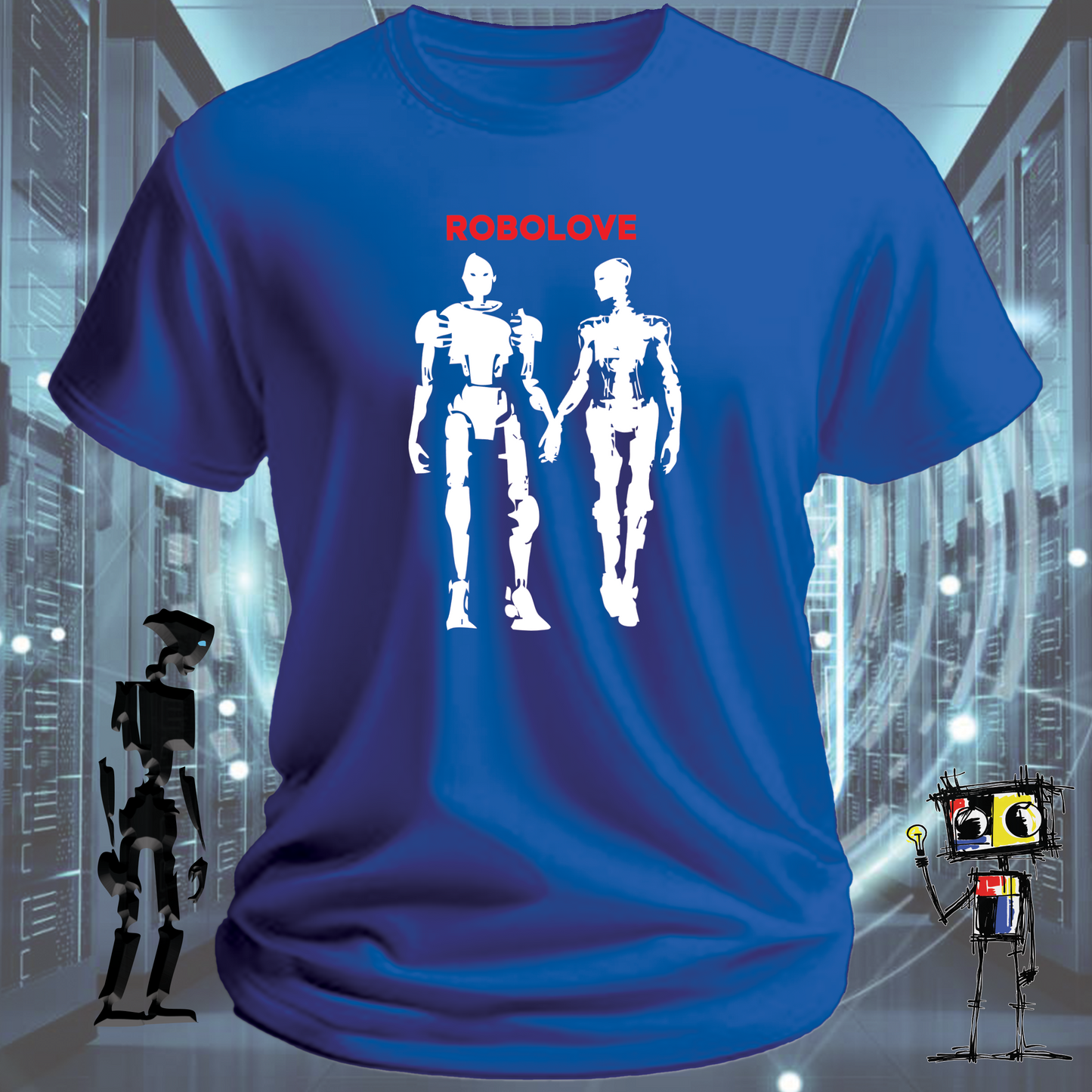 Robolove robot graphic t-shirt for the romantically technical — back view | inkit.design