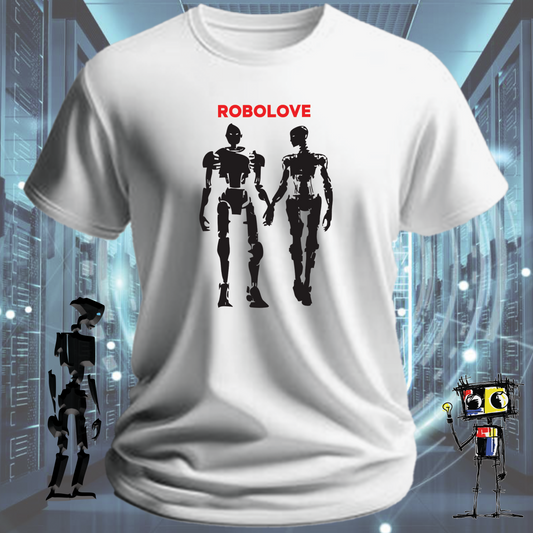 Robolove robot graphic t-shirt for the romantically technical — inkit.design