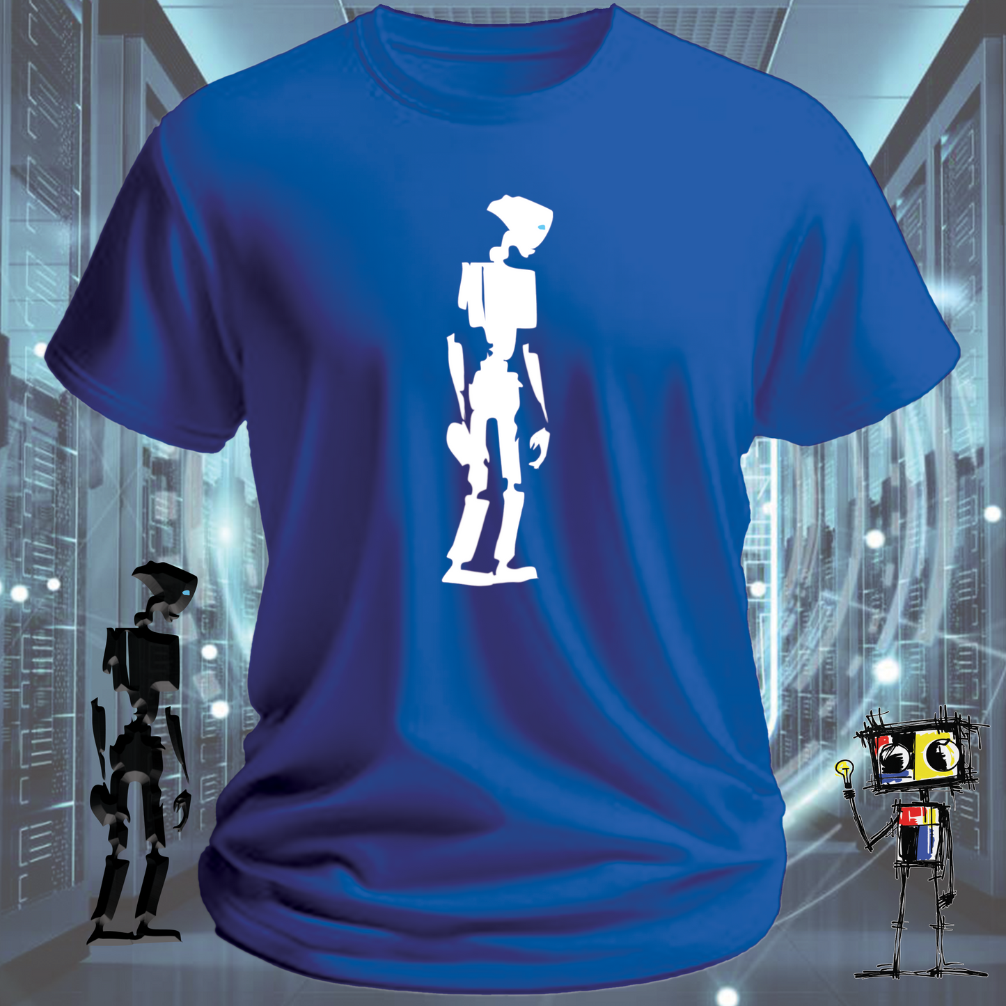 Robot classic graphic t-shirt for robotics fans and engineers — lifestyle shot | inkit.design