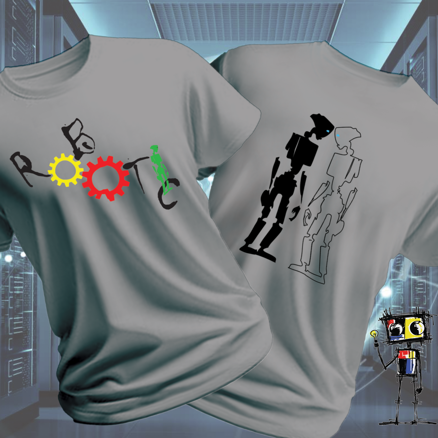 Robot Reflection Back graphic t-shirt from the inkit.design Roboto range — studio shot