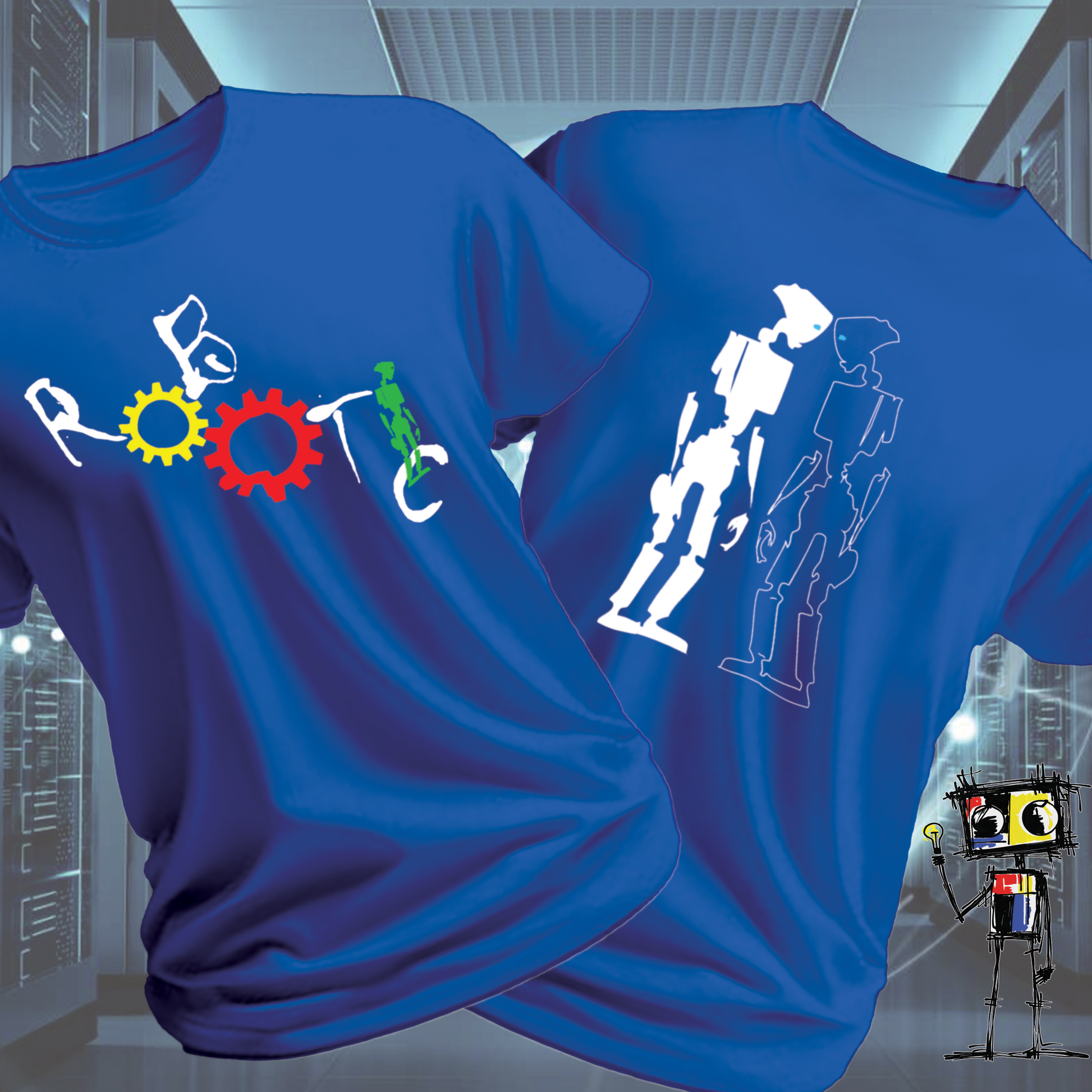 Robot Reflection Back graphic t-shirt from the inkit.design Roboto range — detail view