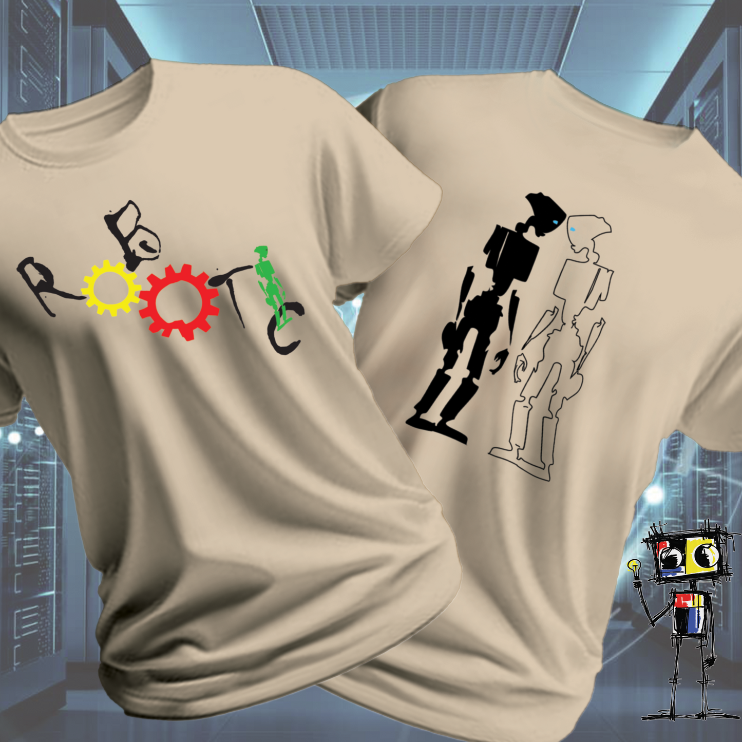 Robot Reflection Back graphic t-shirt from the inkit.design Roboto range — on model