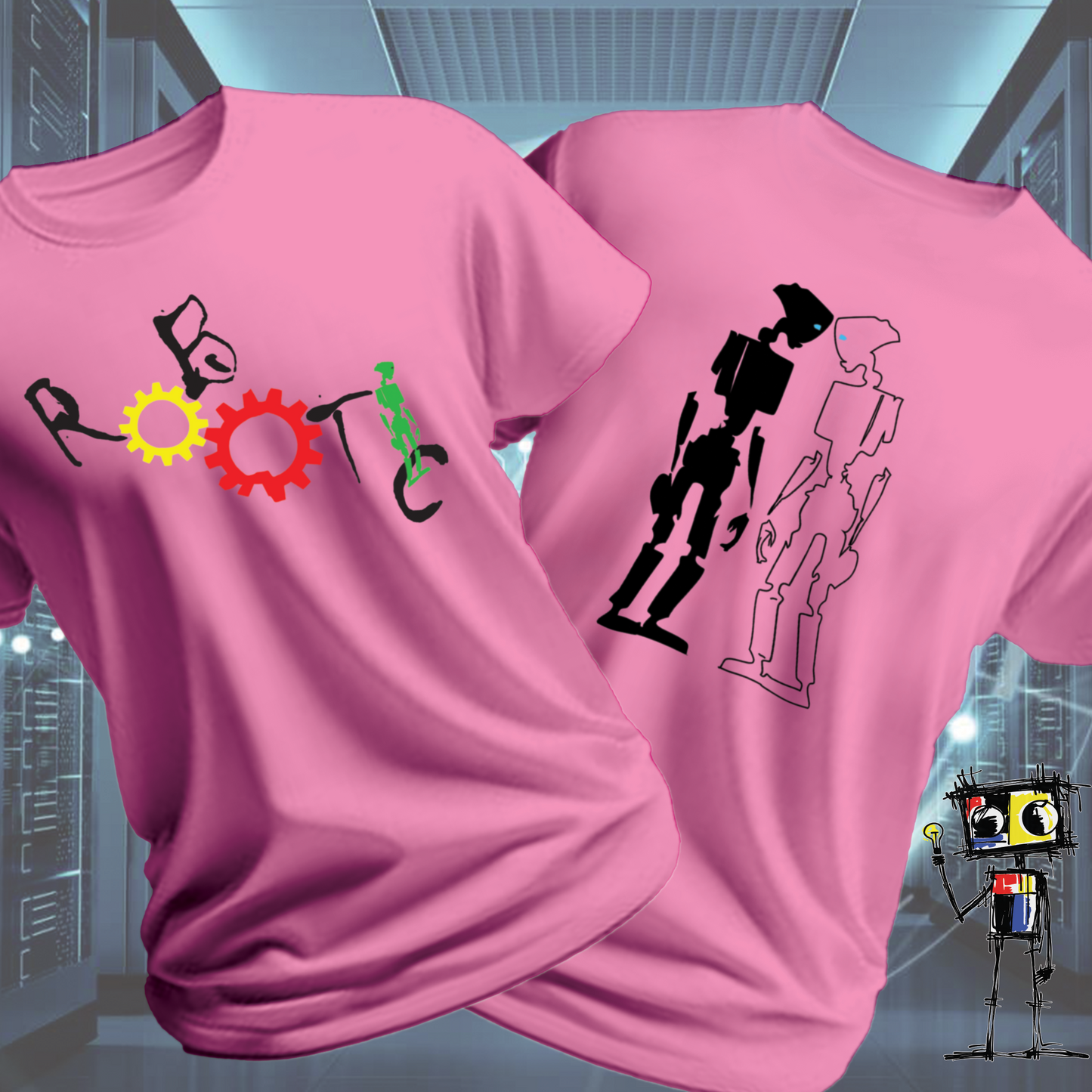Robot Reflection Back graphic t-shirt from the inkit.design Roboto range — lifestyle shot