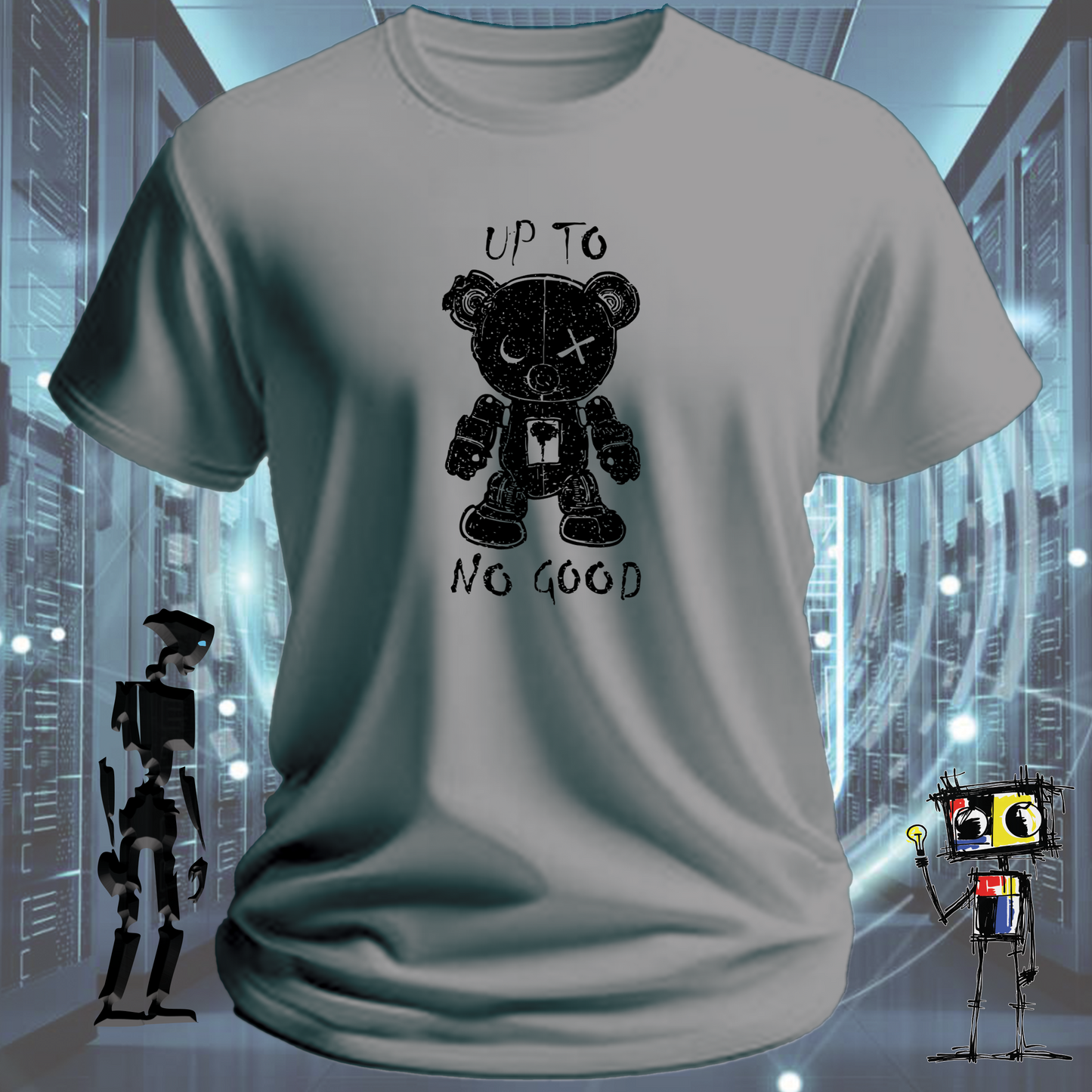 Up to No Good funny graphic t-shirt for IT professionals and developers — lifestyle shot | inkit.design