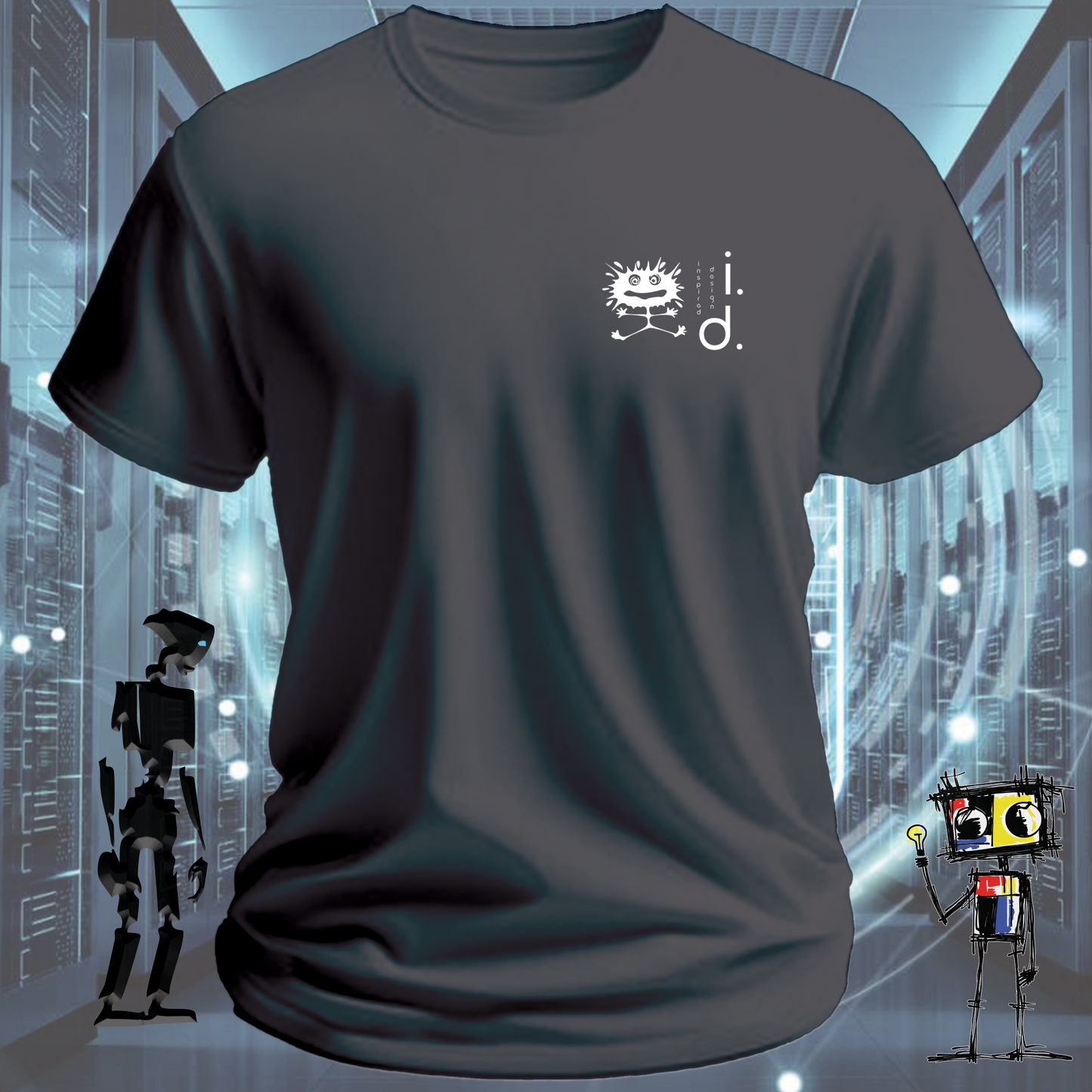 Inspired Design graphic t-shirt for engineers and the design-conscious — worn view | inkit.design