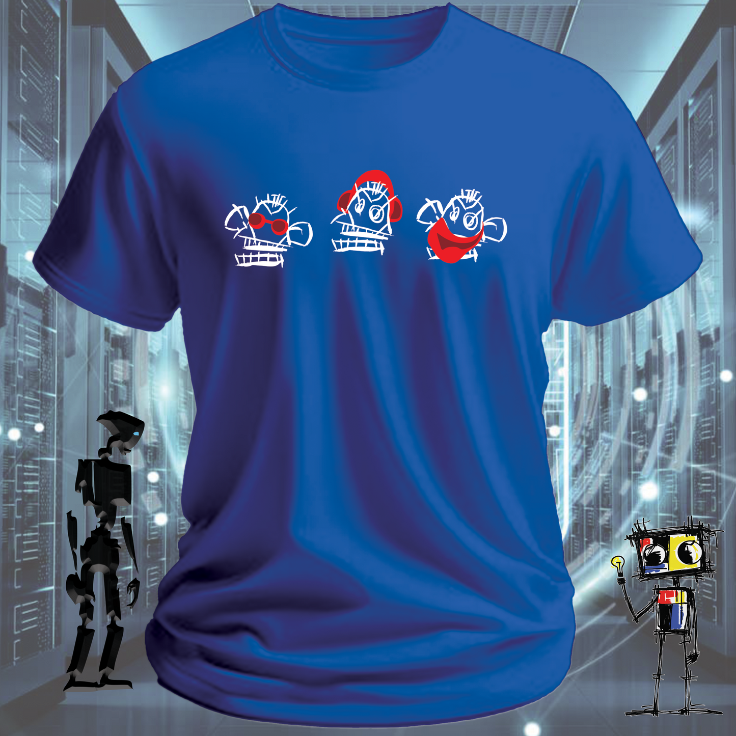 3 Munkees graphic t-shirt for developers and IT professionals — back view | inkit.design
