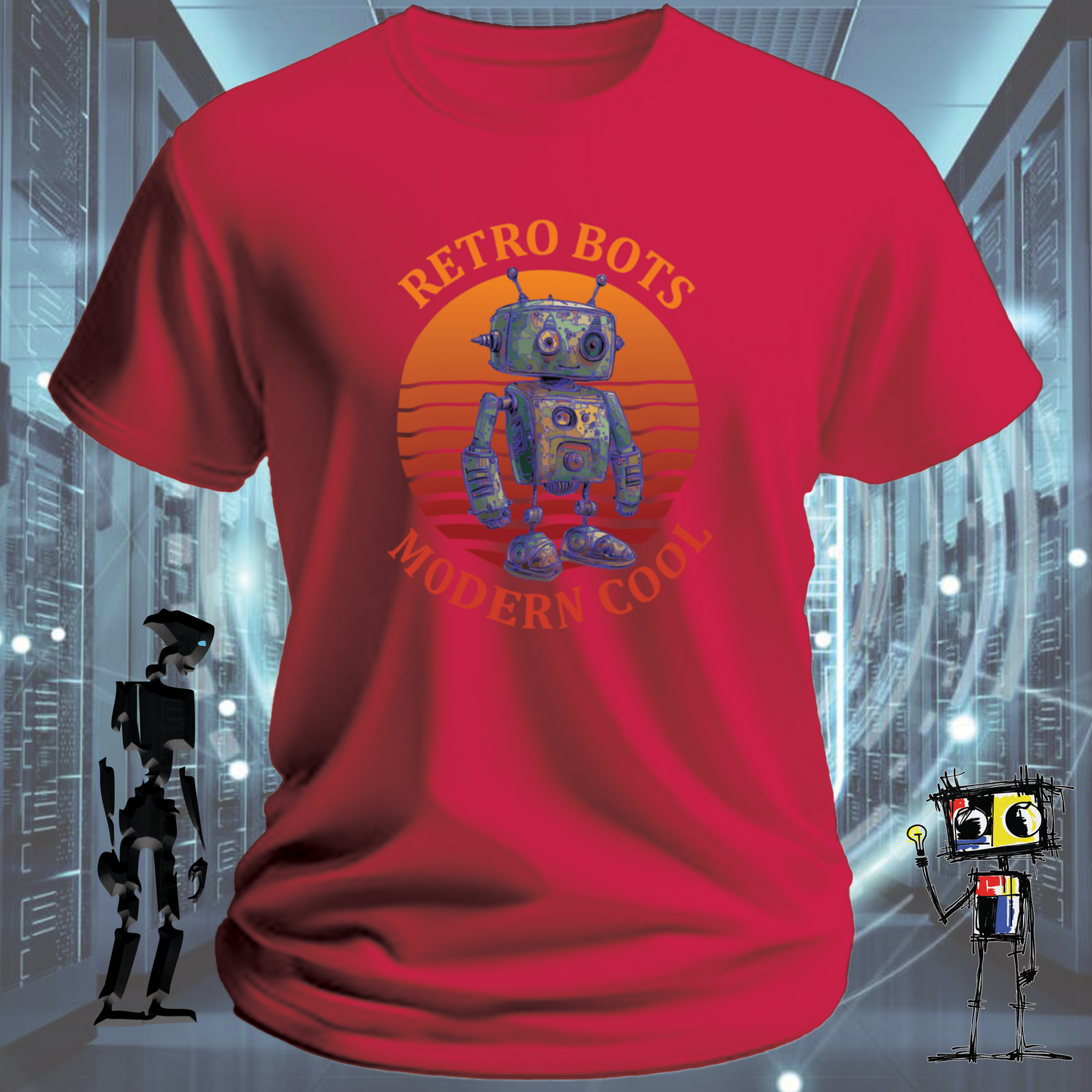 RETRO BOTS MODERN COOL TSHIRT